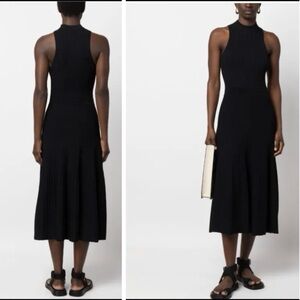 NWT Jonathan Simkhai Marianne Tank Pleated Midi Dress in Black Size L